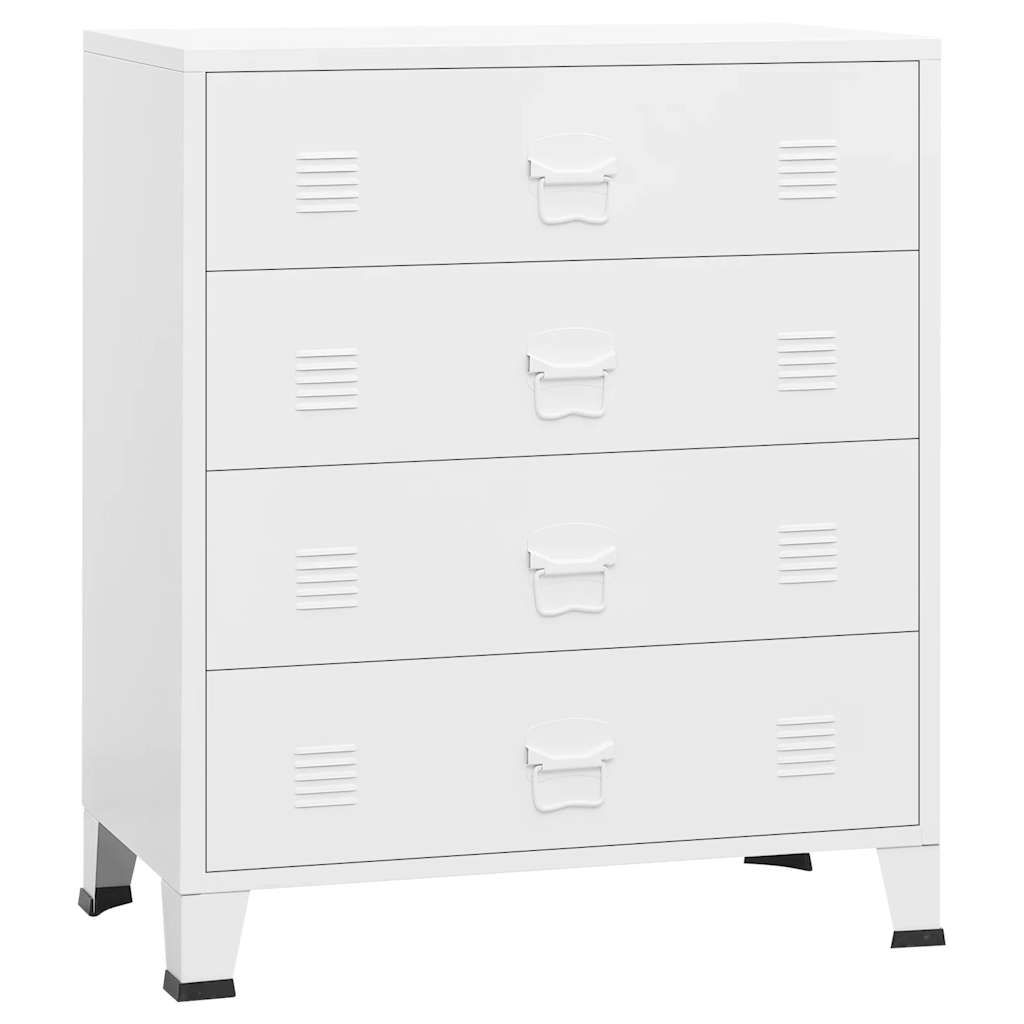 vidaXL Industrial Drawer Cabinet White 30.7"x15.7"x36.6" Metal