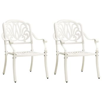 vidaXL Patio Chairs 2 pcs Cast Aluminum White