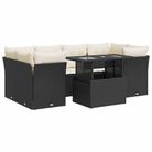 vidaXL 7 Piece Garden Sofa Set with Cushions Black Poly Rattan