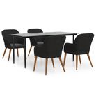 vidaXL 5 Piece Patio Dining Set with Cushions Black