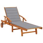vidaXL Garden Sun Lounger with Cushion Solid Acacia Wood