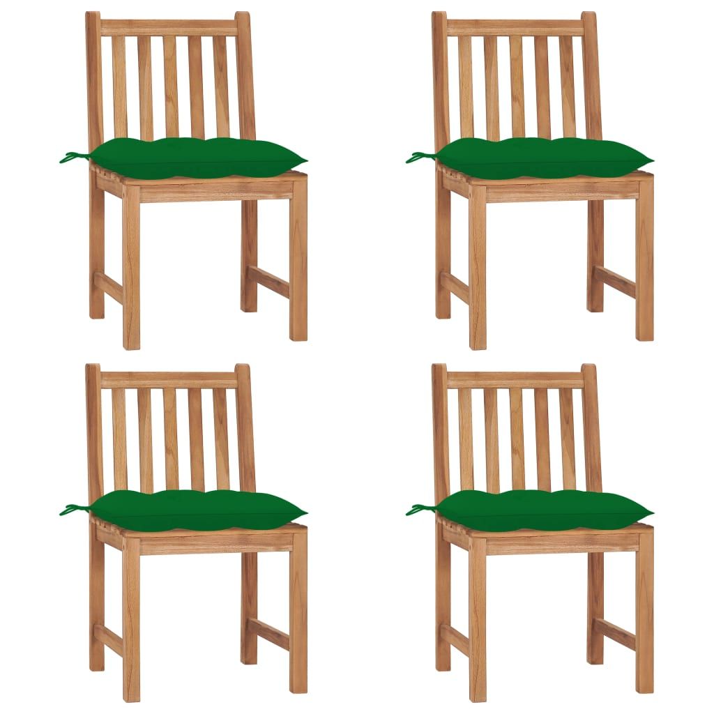 vidaXL Patio Chairs 4 pcs with Cushions Solid Teak Wood