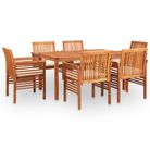 vidaXL 7 Piece Patio Dining Set with Cushions Solid Acacia Wood
