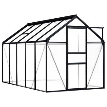 vidaXL Greenhouse Anthracite Aluminum 63.4 ftÂ²
