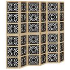 vidaXL Room Divider 6 Panels Brown and Black Solid Wood Paulownia