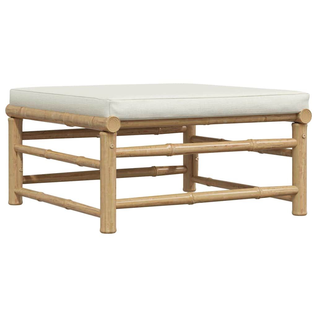 vidaXL Garden Footrest with Cream White Cushion Bamboo