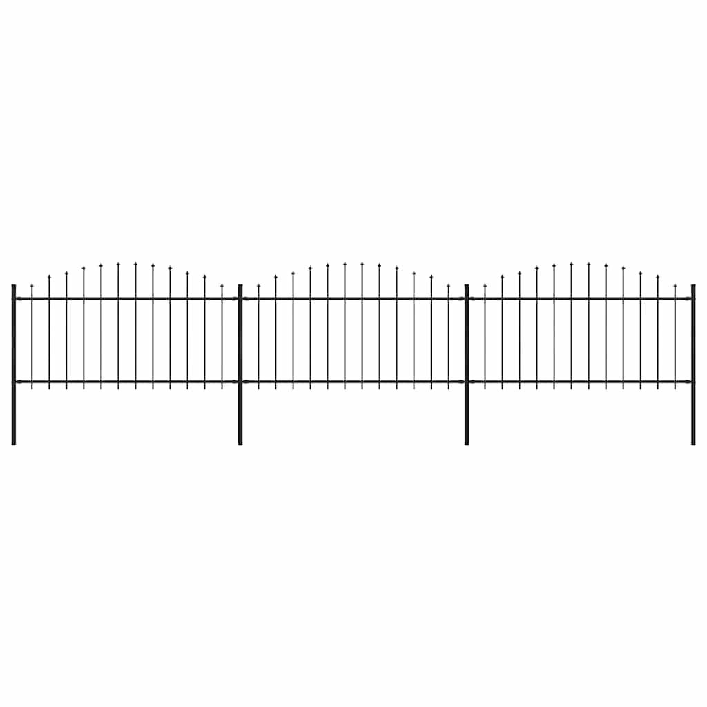 vidaXL Garden Fence with Spear Top Steel 537x150 cm Black