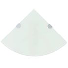 vidaXL Corner Shelves 2 pcs with Chrome Supports Glass White 25x25 cm