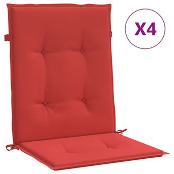 vidaXL Garden Lowback Chair Cushions 4 pcs Red 100x50x3 cm Oxford Fabric