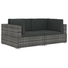 vidaXL 2 Piece Patio Sofa Set with Cushions Poly Rattan Gray