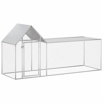 vidaXL Chicken Coop 9.8'x3.3'x4.9' Galvanized Steel
