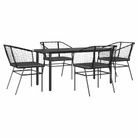 vidaXL 5 Piece Garden Dining Set with Cushions Black Poly Rattan Glass