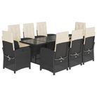 vidaXL 9 Piece Garden Dining Set with Cushions Black Poly Rattan