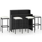 vidaXL 5 Piece Patio Bar Set with Cushions Black