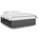vidaXL Bed Frame without Mattress Dark Grey King Fabric
