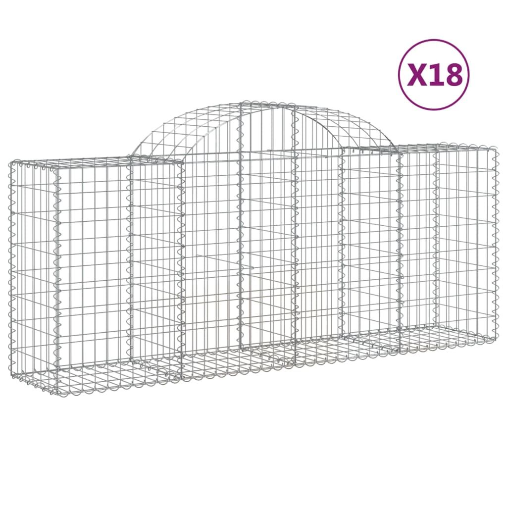vidaXL Arched Gabion Baskets 18 pcs 200x50x80/100 cm Galvanised Iron