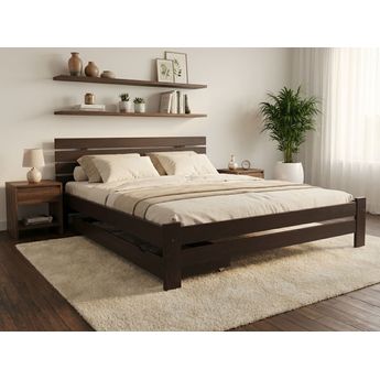 Postel PARIS zvýšená 160 x 200 cm, ořech Rošt: S laťkovým roštem, Matrace: Matrace Deluxe 10 cm