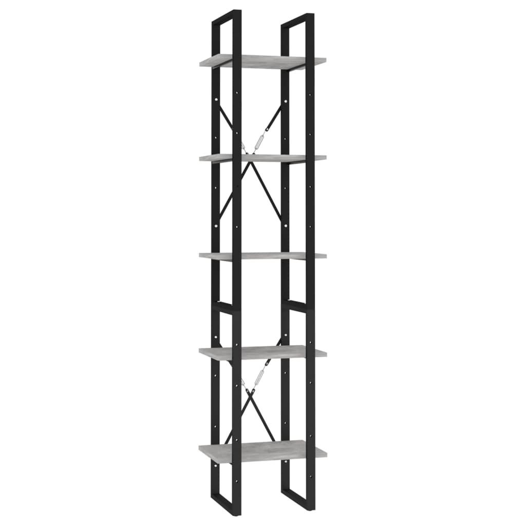 vidaXL 5-Tier Book Cabinet Concrete Gray 15.7"x11.8"x68.9" Engineered Wood