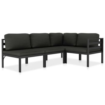 vidaXL 4 Piece Patio Lounge Set with Cushions Aluminum Anthracite