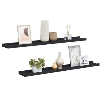 vidaXL Picture Frame Ledge Shelves 2 pcs Black 31.5"x3.5"x1.2" MDF
