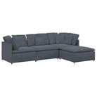 vidaXL Modular Sofa with Footstool&Cushions Velvet Dark Gray