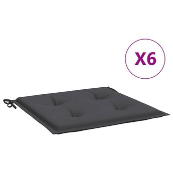vidaXL Garden Chair Cushions 6 pcs Anthracite 40x40x4 cm Oxford Fabric