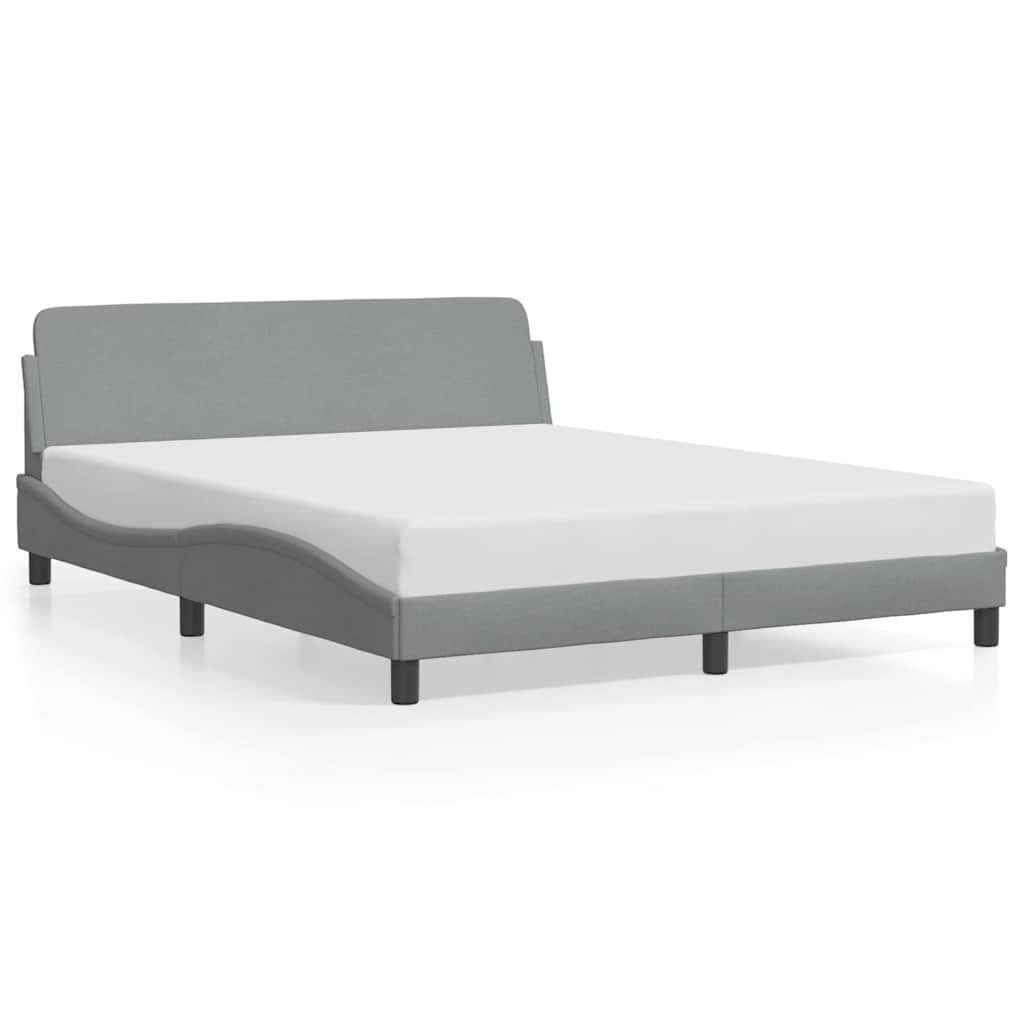 vidaXL Bed Frame "Dover" Light Gray 59.8"x79.9" Fabric