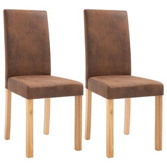 vidaXL Dining Chairs 2 pcs Brown Faux Suede Leather