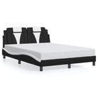vidaXL Bed Frame "Viana" without Mattress Black and White 53.9"x74.8" Faux Leather