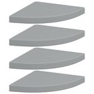 vidaXL Floating Corner Shelves 4 pcs Gray 13.8"x13.8"x1.5" MDF
