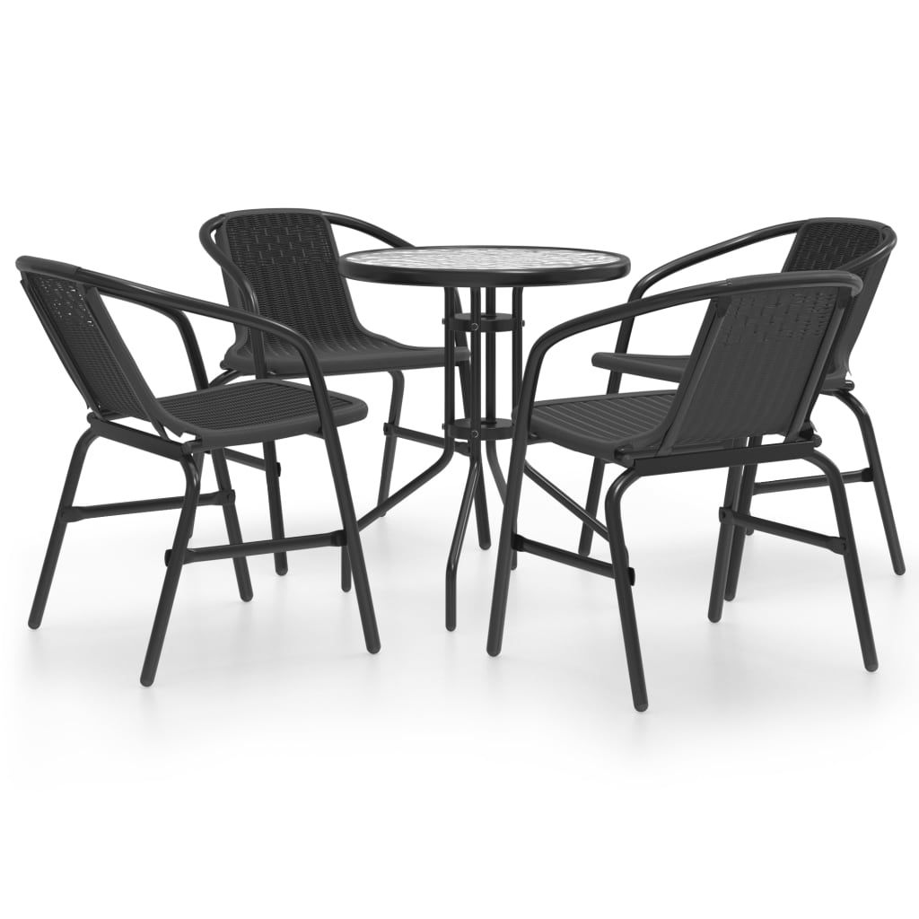 vidaXL 5 Piece Patio Dining Set Black