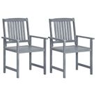 vidaXL Garden Chairs 2 pcs Grey Solid Acacia Wood