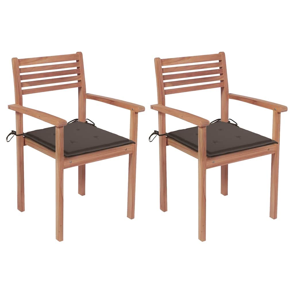 vidaXL Patio Chairs 2 pcs with Taupe Cushions Solid Teak Wood