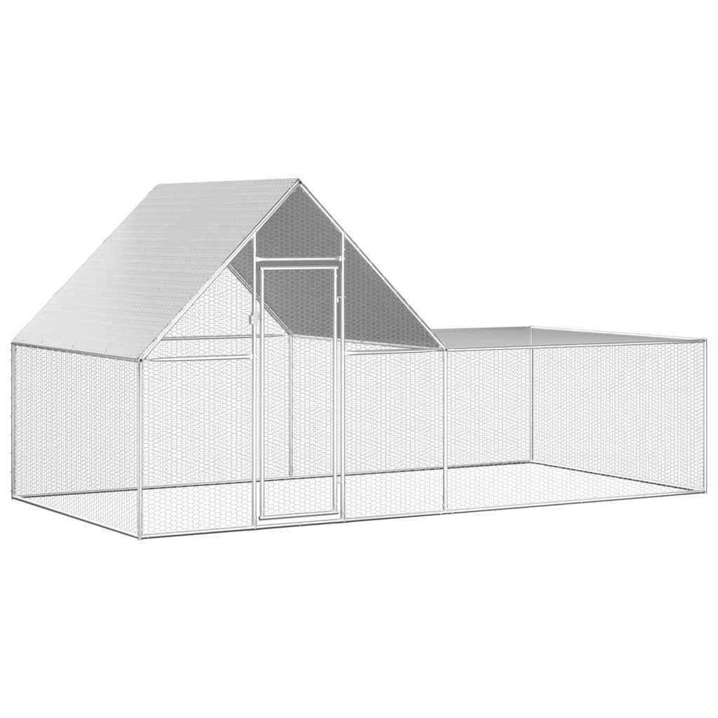 vidaXL Chicken Coop 13.1'x6.6'x6.6' Galvanized Steel