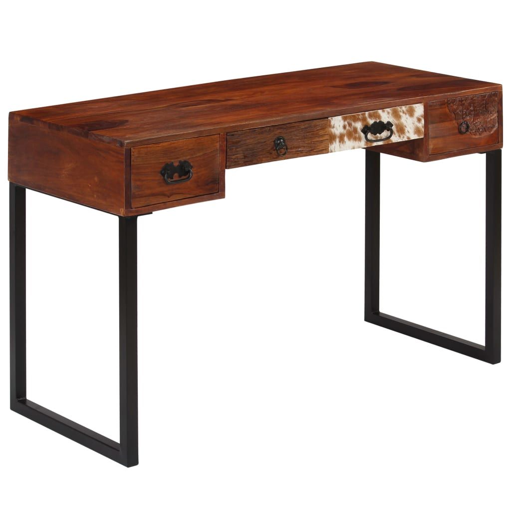 vidaXL Desk Solid Acacia Wood and Real Leather 46.1"x19.7"x29.9"