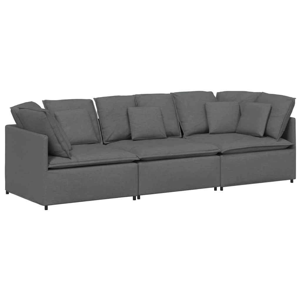 vidaXL Modular Sofa with Cushions Fabric Dark Gray