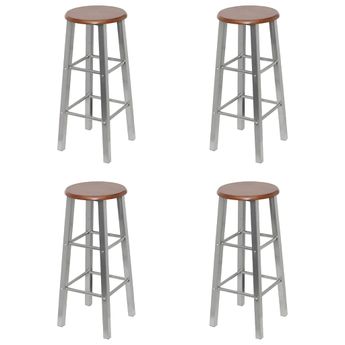 vidaXL Bar Stools 4 pcs Silver and Brown MDF