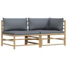 vidaXL 2 Piece Garden Lounge Set with Dark Grey Cushions Bamboo