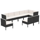 vidaXL 9 Piece Garden Lounge Set with Cushions Poly Rattan Black