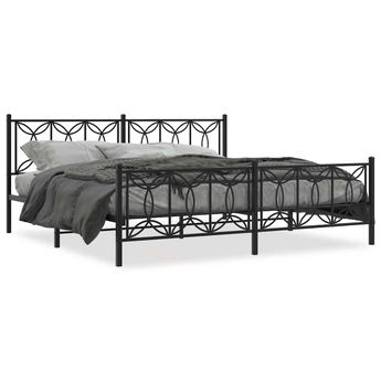vidaXL Metal Bed Frame without Mattress with Footboard Black 76"x79.9"