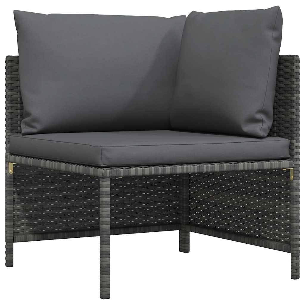 vidaXL Sectional Corner Sofa with Cushions Gray Poly Rattan