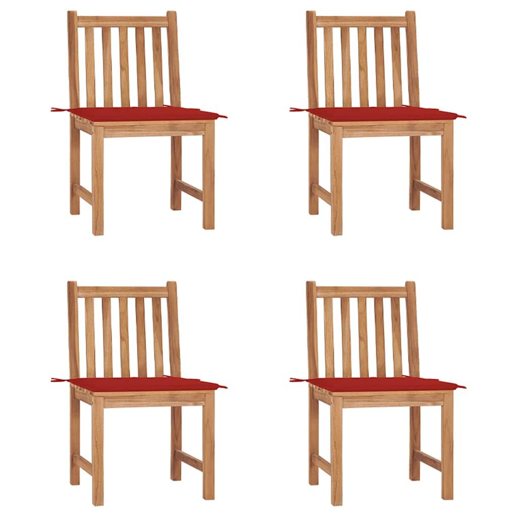 vidaXL Patio Chairs 4 pcs with Cushions Solid Teak Wood