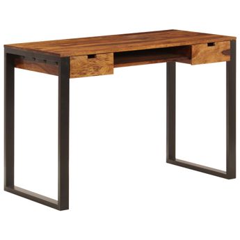 vidaXL Desk 43.3"x21.7"x30.7" Solid Acacia Wood and Steel