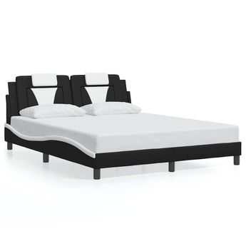 vidaXL Bed Frame "Viana" without Mattress Black and White 59.8"x79.9" Faux Leather