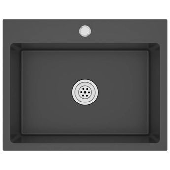 vidaXL Handmade Kitchen Sink Black Stainless Steel