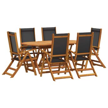 vidaXL 7 Piece Patio Dining Set Solid Acacia Wood