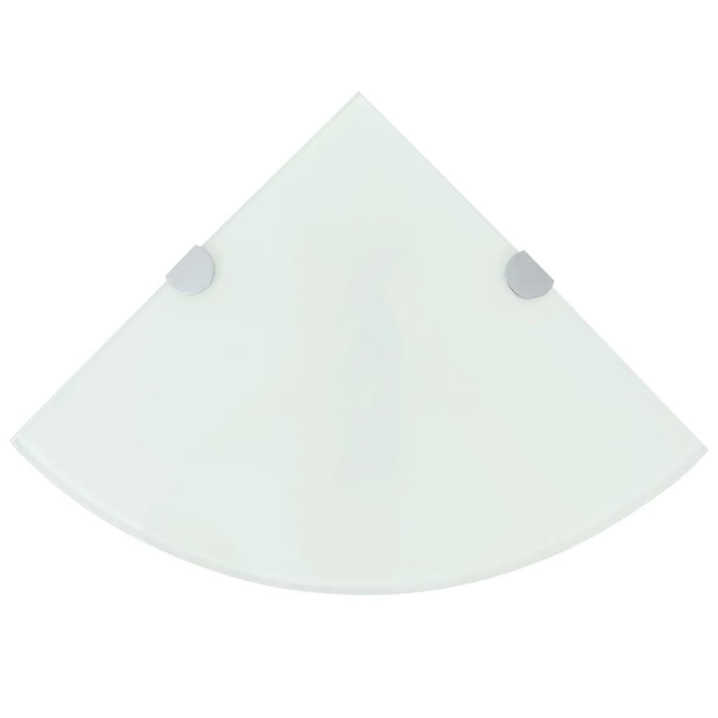 vidaXL Corner Shelves 2 pcs with Chrome Supports Glass White 25x25 cm