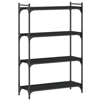 vidaXL Bookcase 4-Tier Black 31.5"x11.8"x47.2" Engineered Wood