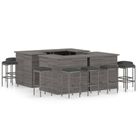 vidaXL 16 Piece Patio Bar Set with Cushions Poly Rattan Gray