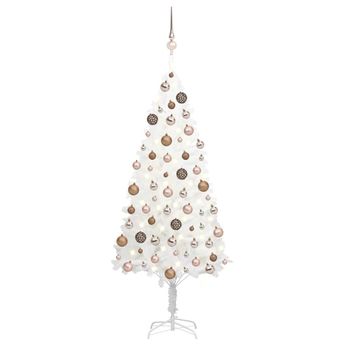 vidaXL Artificial Pre-lit Christmas Tree with Ball Set White 47.2"